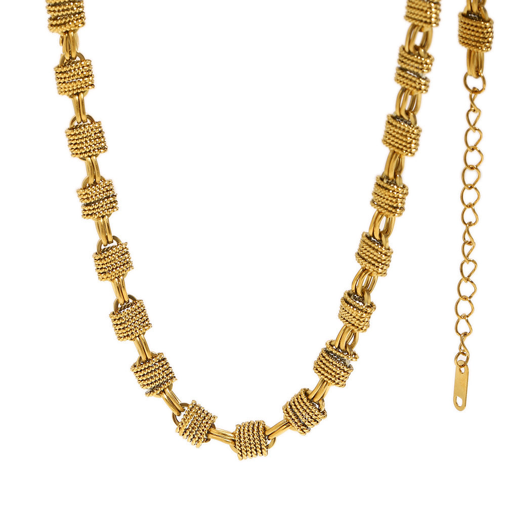 Minimalist Geometric Stainless Steel Plated 18K Gold Handmade Multi-Coil Pendant Necklace for Women
