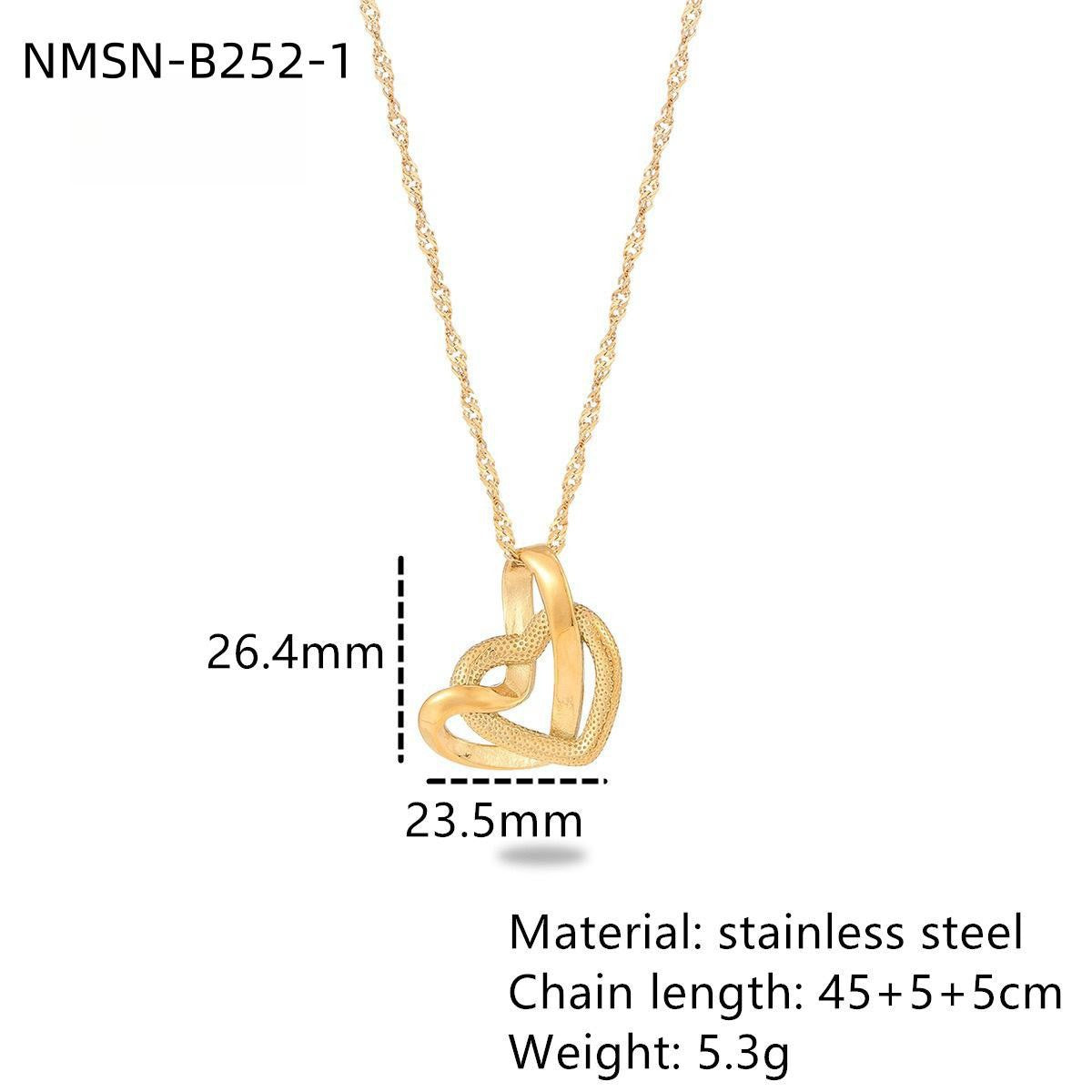 Fashionable Heart-Shaped Stainless Steel Pendant Necklace with Plated Finish for Women