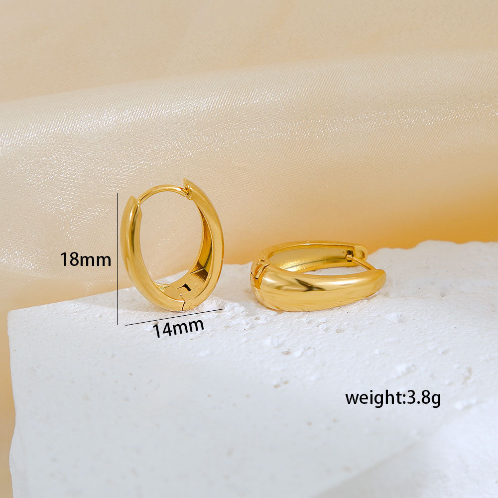 Orecchini a clip minimalisti ovali in acciaio inossidabile con finitura placcata per donna