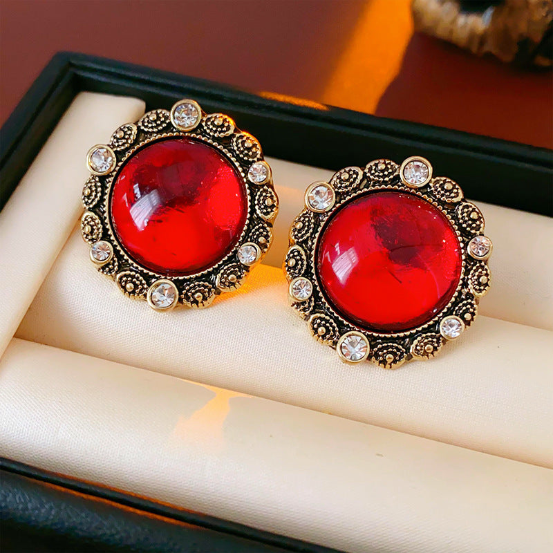 Vintage-Style Geometric Square Rhinestone Stud Earrings in Alloy with Stainless Steel Posts for Women