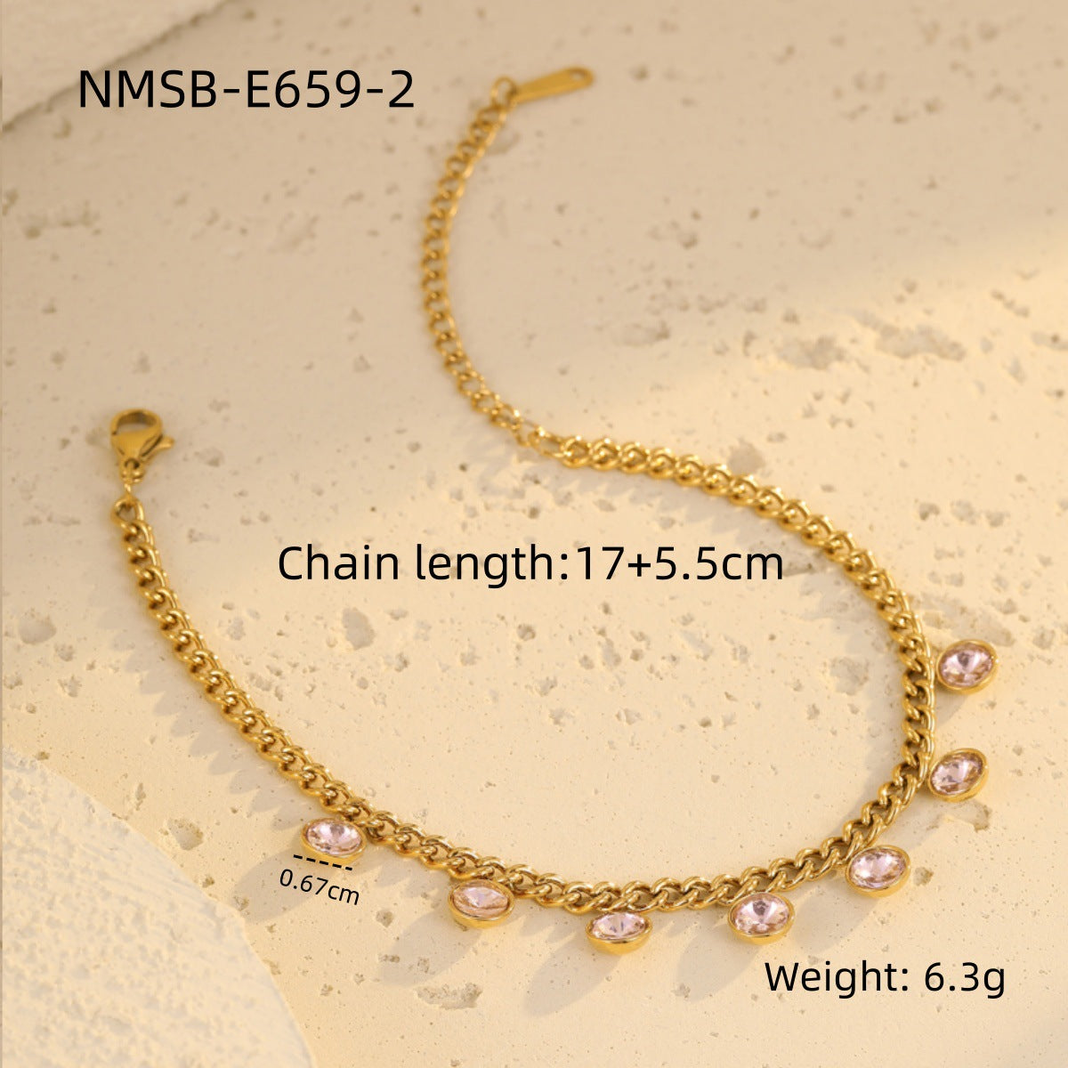 Braccialetto alla moda in acciaio inossidabile con cuore geometrico stile OL, intarsio di strass e dettaglio a nappa