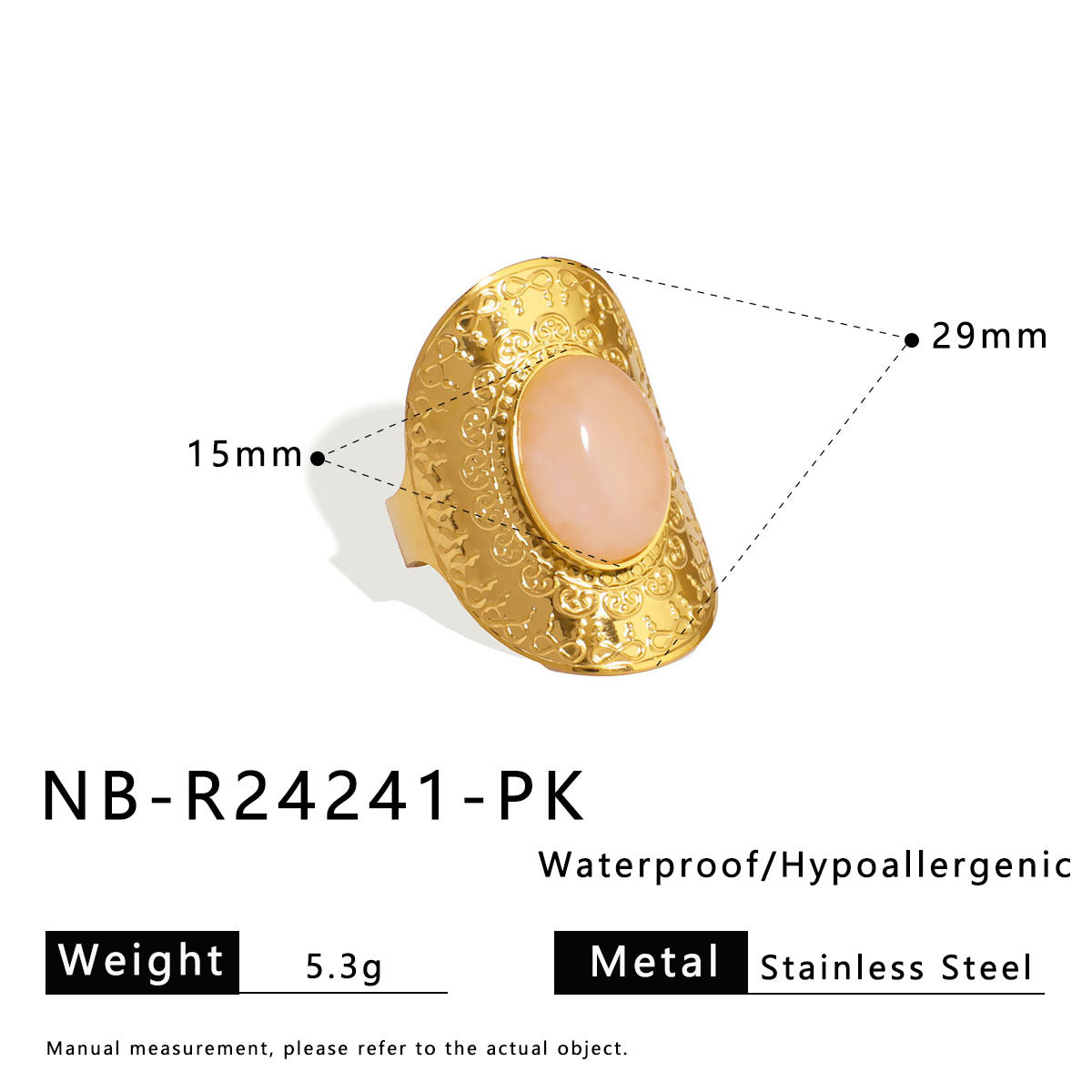 Anello geometrico in acciaio inossidabile con turchese naturale e pietre occhio di tigre, gioiello da mano unisex in stile vintage galvanizzato