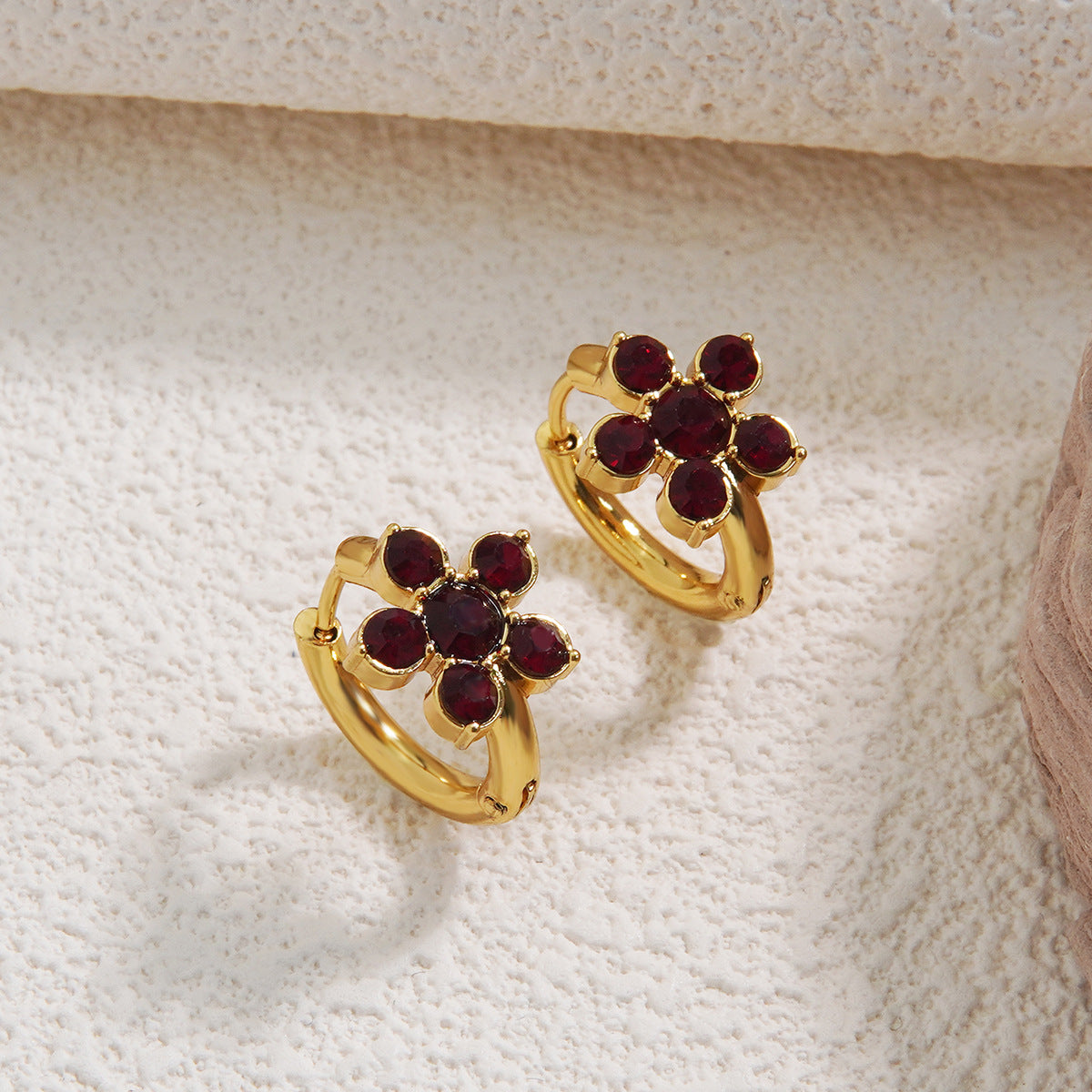 Sweet Floral Plated Stainless Steel Earrings