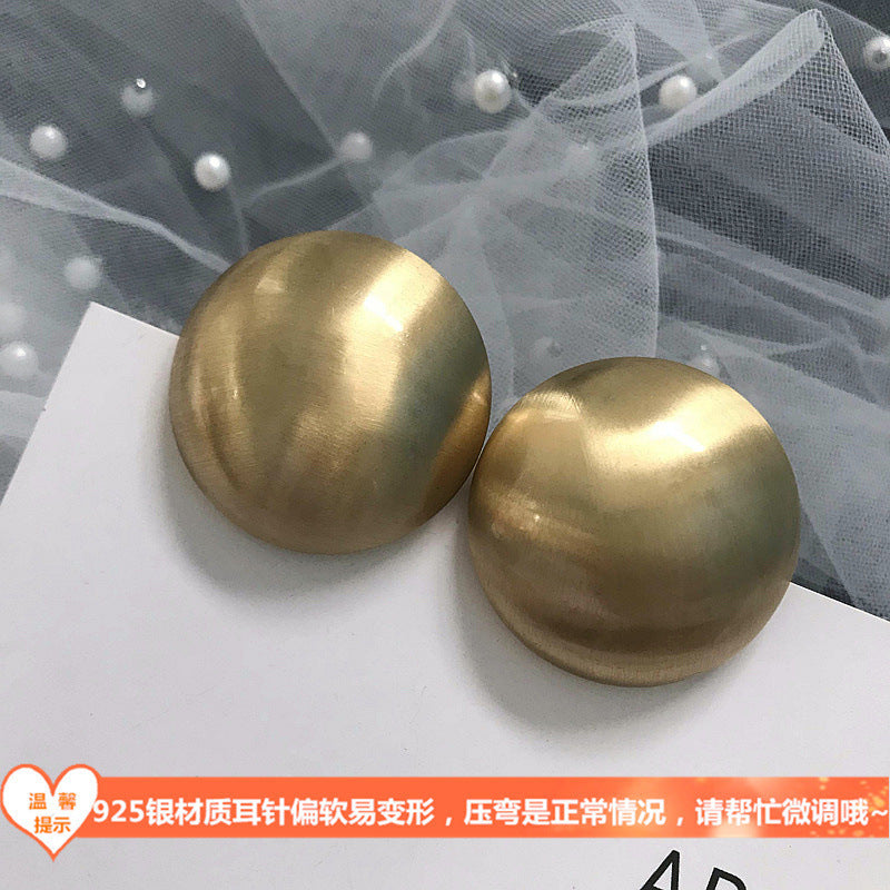 Orecchini da Donna a Cerchio Geometrico in Metallo e a Perno a Cuore, Stile Vintage con Finitura Placcata