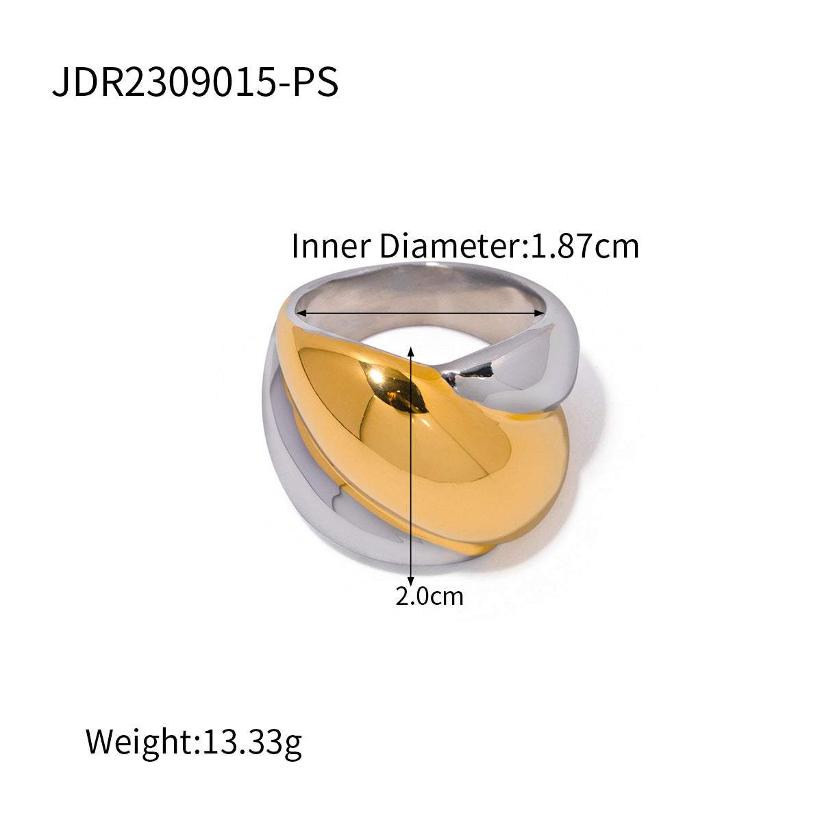 Fashion-Forward Geometric Stainless Steel Ring with Plated Finish for Women