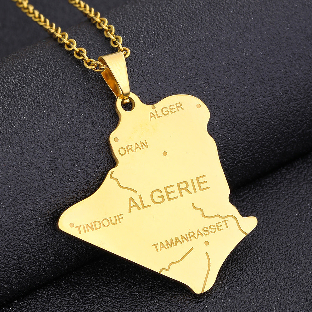Collana pendente geometrica vintage in acciaio inossidabile con finitura smaltata unisex