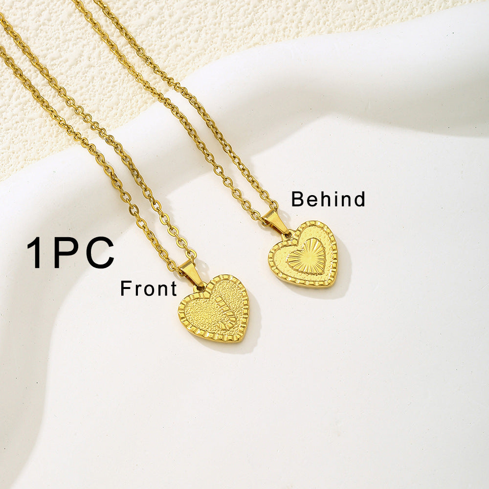 Elegante collana con ciondolo a forma di cuore in acciaio inossidabile con lettera, per donna, finitura placcata, stile catena O