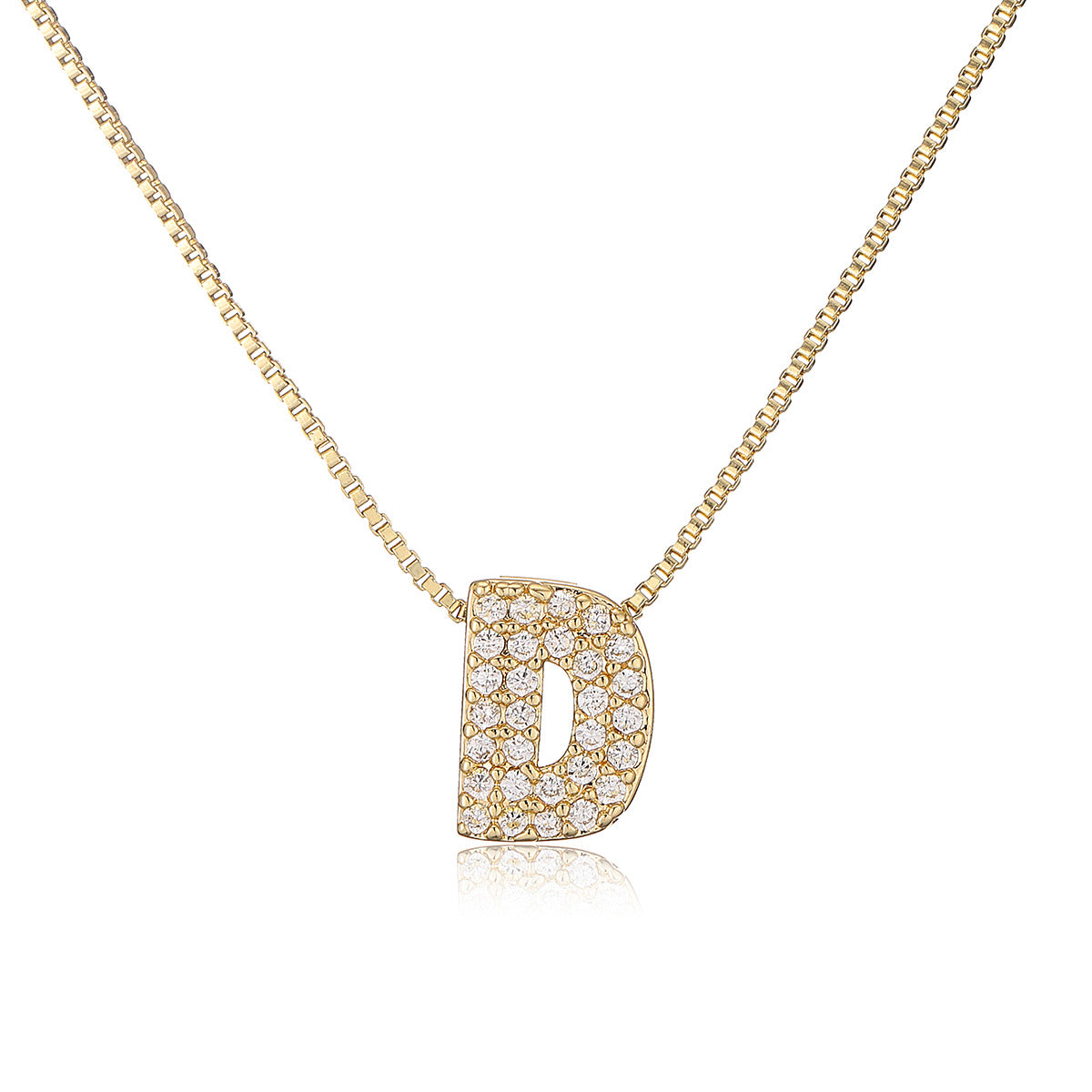 Collar con colgante de cobre minimalista con forma de letra para mujer con baño de oro de 18 quilates, delicada cadena para la clavícula