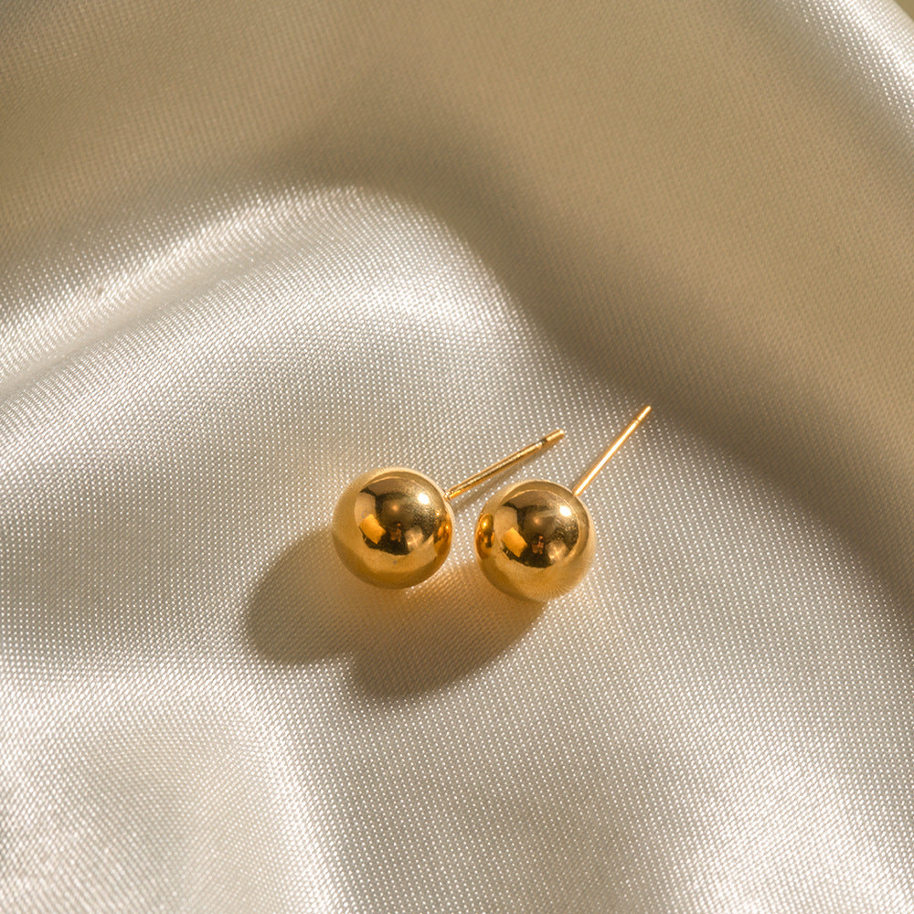Pendientes de Acero Inoxidable Geométricos Estilo INS con Baño de Oro de 18K, Aretes Redondos, Joyería Femenina Versátil y a la Moda