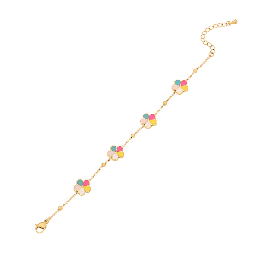 Set collana pendente floreale in stile OL alla moda in acciaio inossidabile con finitura smaltata su catena a O per donna