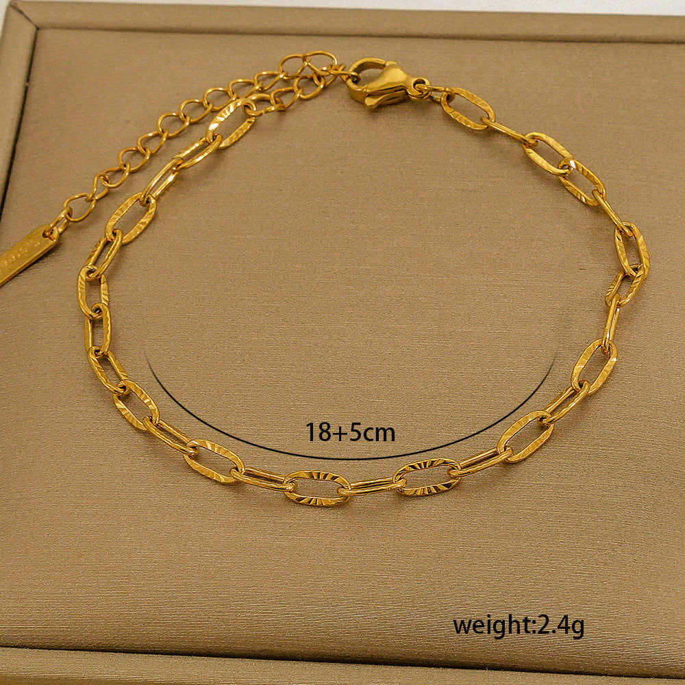 Set di bracciali multistrato minimalisti in acciaio inossidabile con placcatura sottovuoto, da indossare tutti i giorni