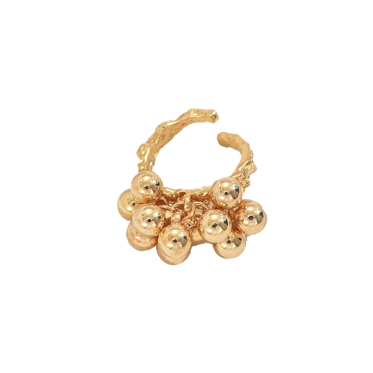 Anillo llamativo geométrico de moda para mujer en aleación de zinc con acabado chapado y banda abierta ajustable