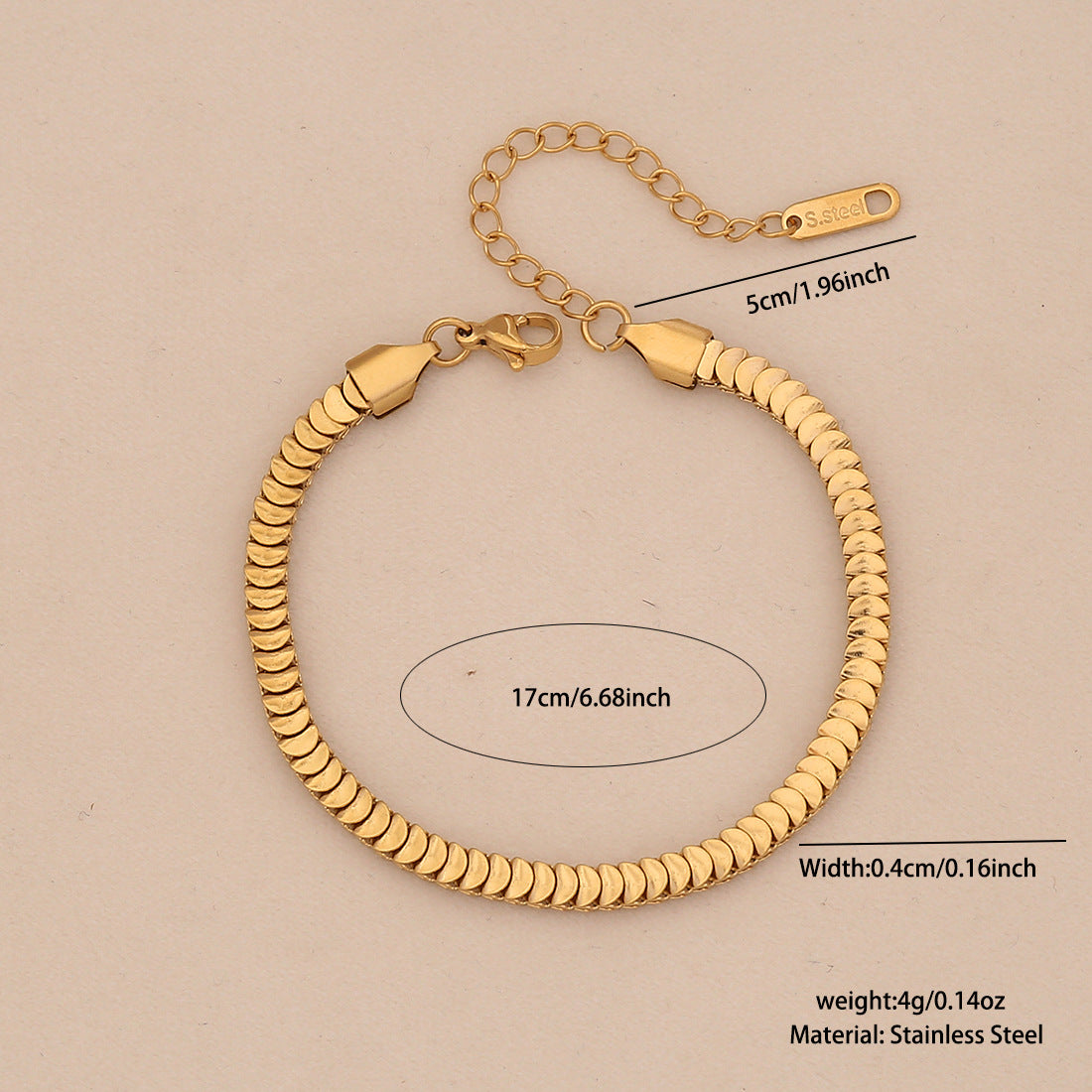 INS Style Stainless Steel Cuban Bracelet for Women with Plated Finish