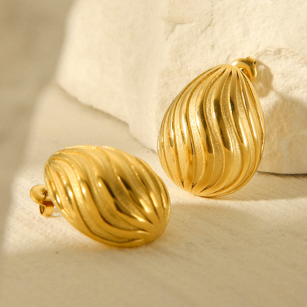 Fashion Ins Style 18K Gold Plated Stainless Steel Water Drop Geometric Earrings for Women
