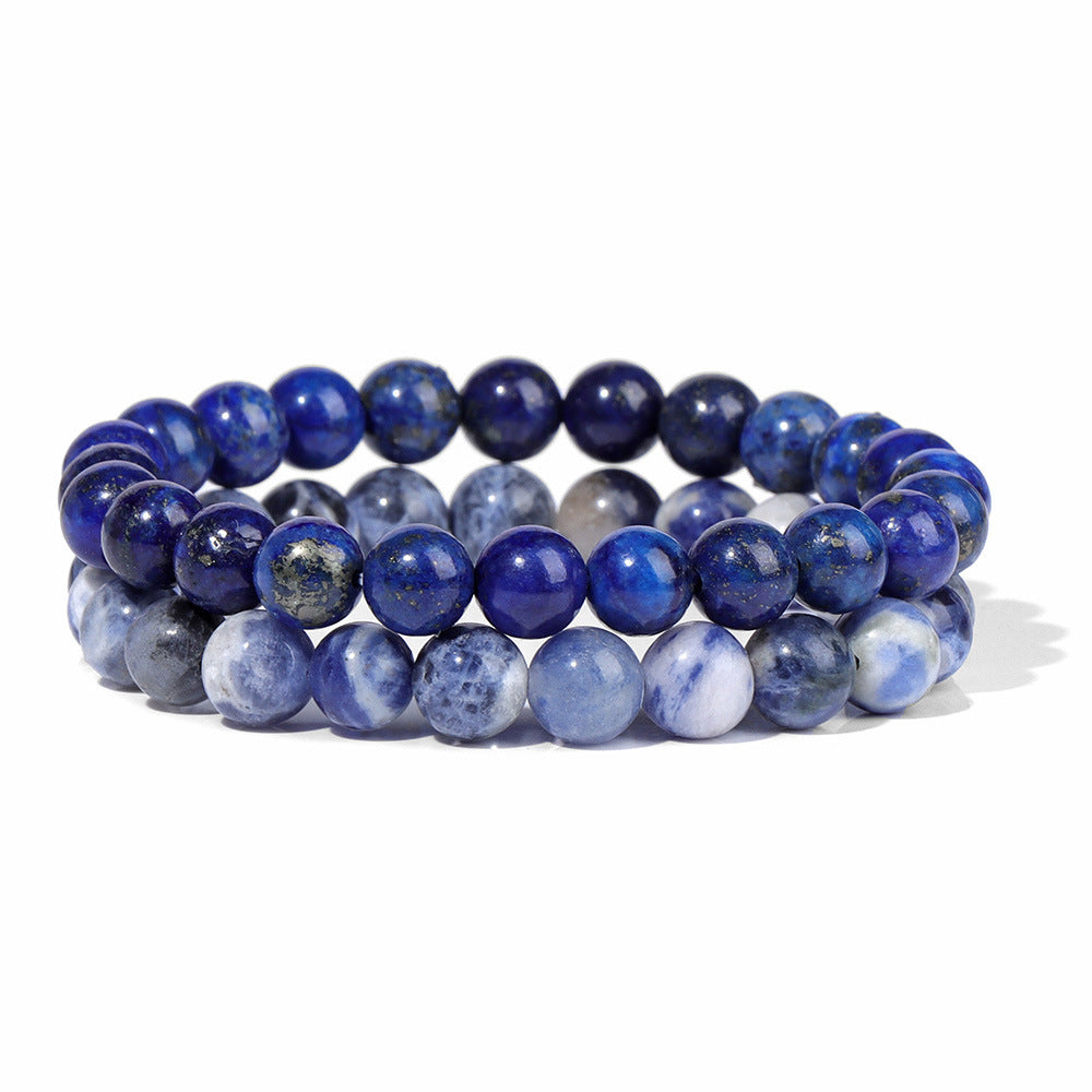 Vintage Business Geometric Natural Gemstone Beaded Bracelet Set for Unisex