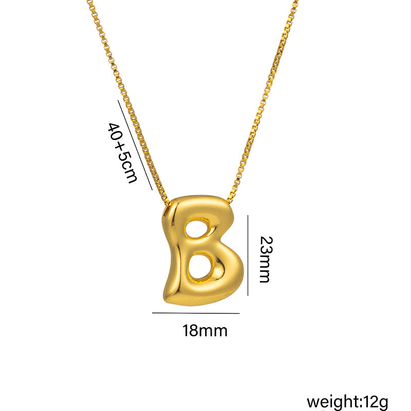 Bonito collar con dije de burbuja en forma de letra Q, estilo Q, de acero de titanio con chapado en oro de 18 quilates para mujer