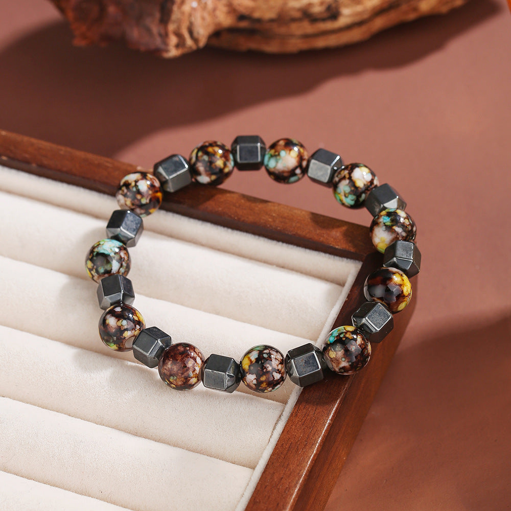 Hip-hop Minimalist Geometric Round Hematite Handmade Bracelet Unisex