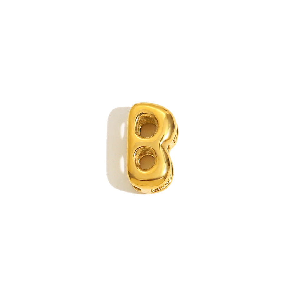 Collana Minimalista con Ciondolo a Lettera da Donna in Acciaio Inox con Placcatura in Oro 18K Design Cavo