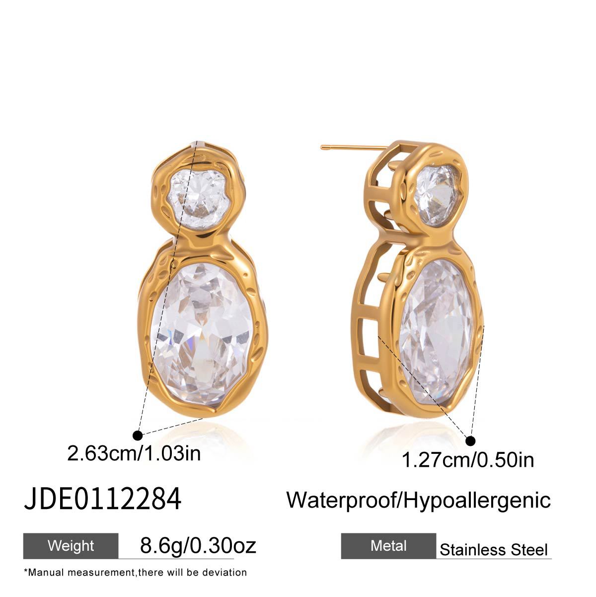 Minimalist Geometric Stainless Steel Plated Cubic Zirconia Earrings for Women