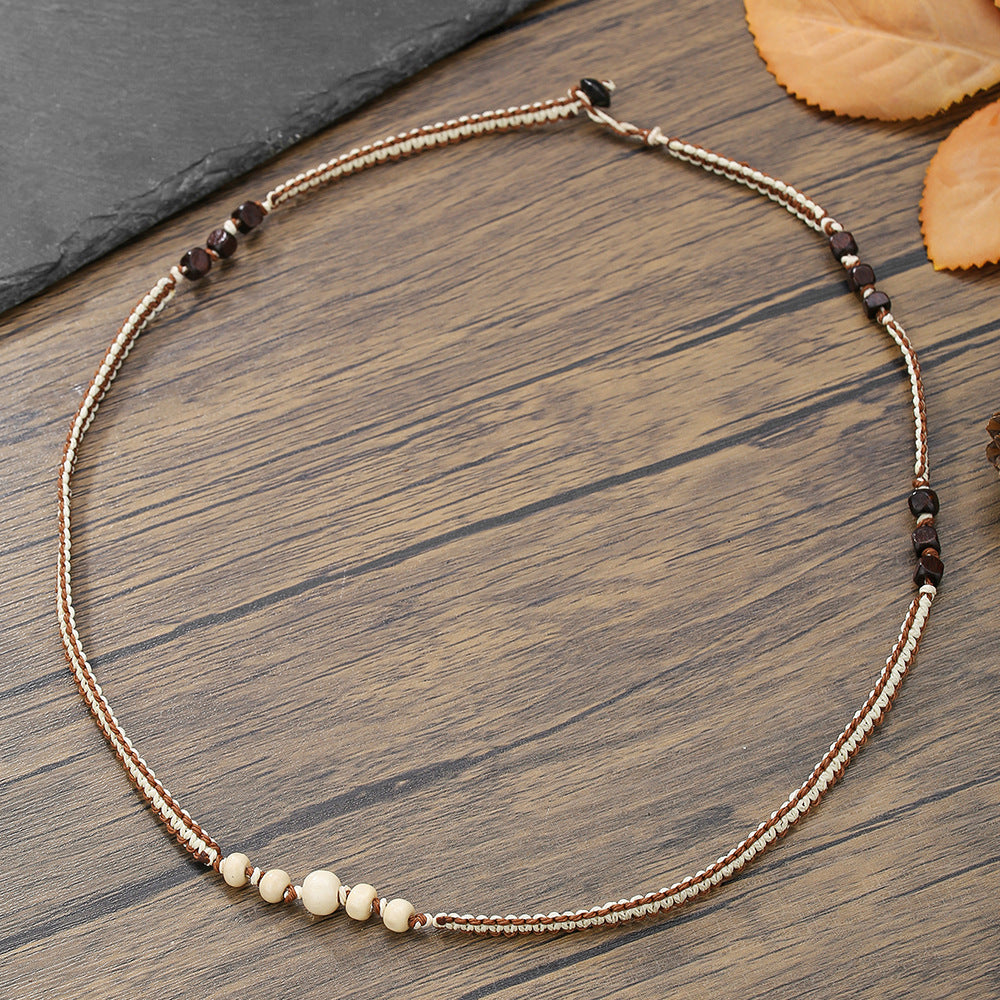 Bohemian Minimalist Multi-Layer Braided Wood Bead Bracelet