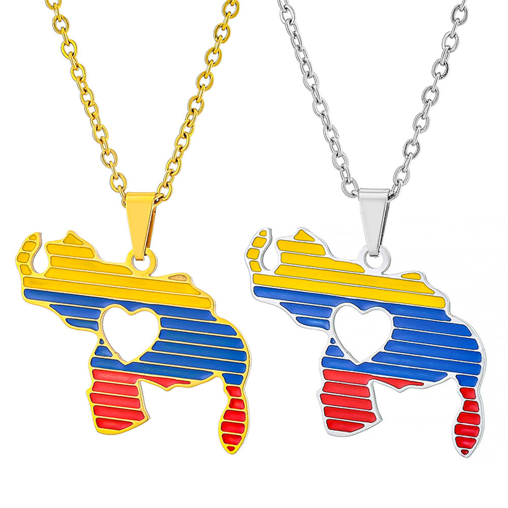 Elegante Collana con Ciondolo a Cuore in Acciaio al Titanio con Catena in Acciaio Inox e Finitura Smaltata per Donna e Uomo