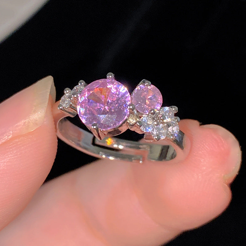 Sweet Cubic Zirconia Inlay Brass Bow Ring for Women