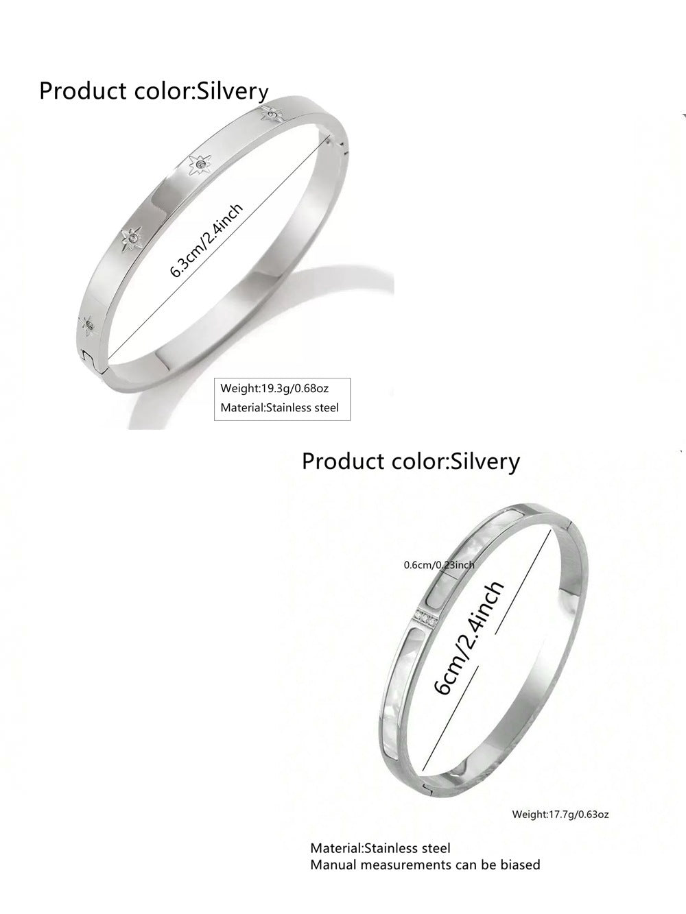 Bracciale di lusso in acciaio inossidabile lucido con stella e zirconi cubici