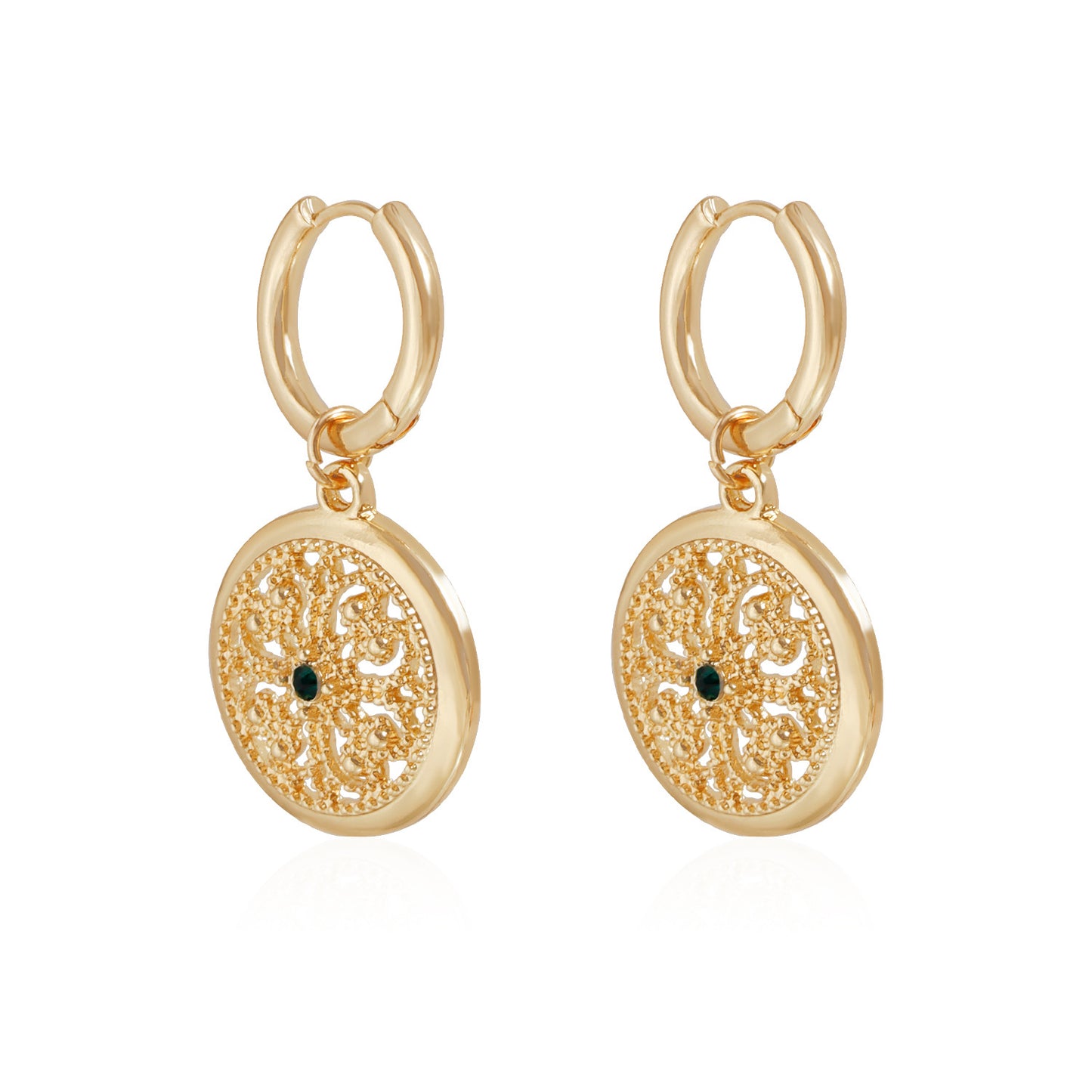 Vintage Heart Geometric Hollow Flower Crystal Plated Alloy Necklace Earring Set for Women