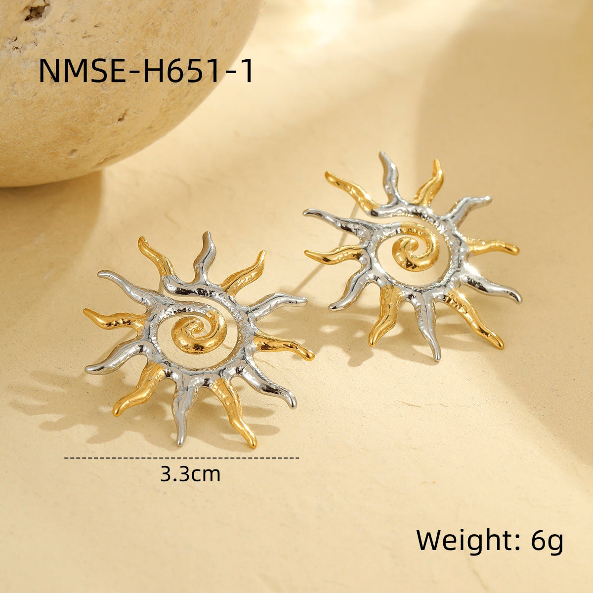 Vintage-Style Sunflower-Shaped 18K Gold-Plated Stainless Steel Earrings for Women