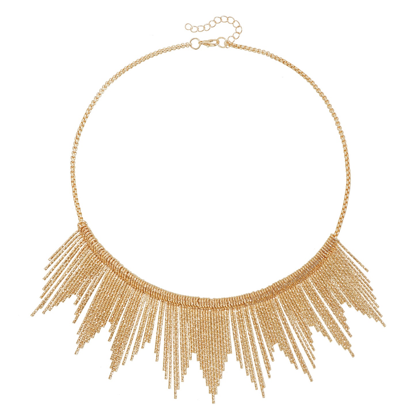 Textured Geometric Alloy Plated Pendant Necklace with Tassel for Women
