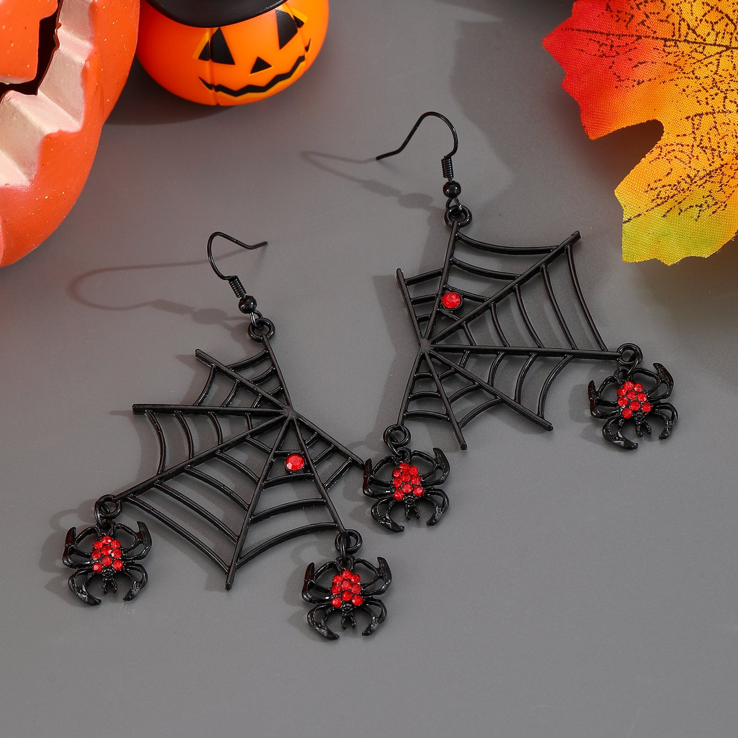 Pendientes colgantes de murciélago y araña estilo gótico para mujer, pendientes de aleación de zinc galvanizados, declaración de moda oscura para Halloween