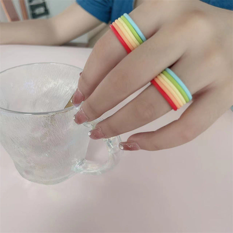 Vintage Geometric Heart Cartoon Resin Ring