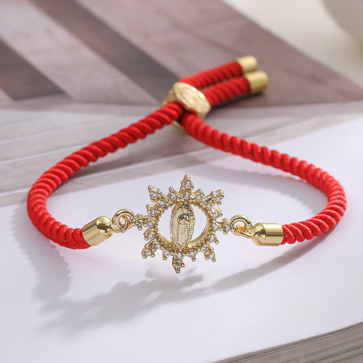 Vintage Geometric Brass Gold Plated Cubic Zirconia Inlay Bracelet for Women