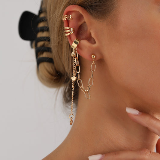 Pendientes de clip de aleación con baño de moda OL con forma de U geométrica para mujer