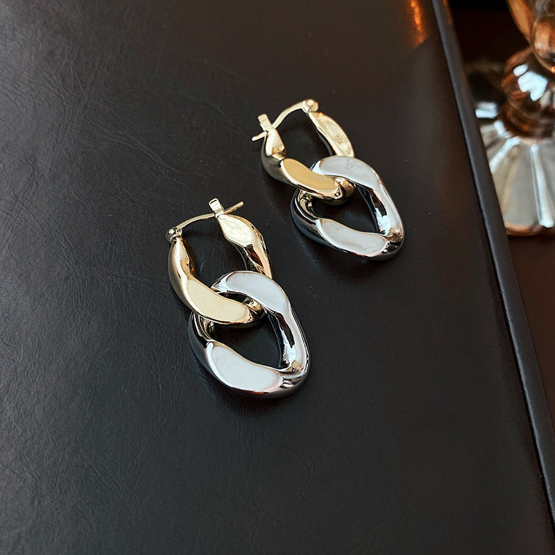 Pendientes colgantes de metal con acabado chapado, diseño floral geométrico de corazón, estilo vintage chic para mujer