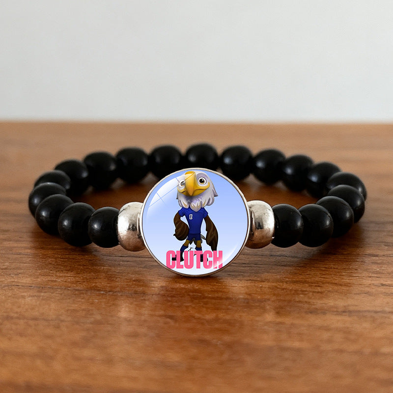 Geometric Crystal Beaded Bracelet Unisex Black Wristband