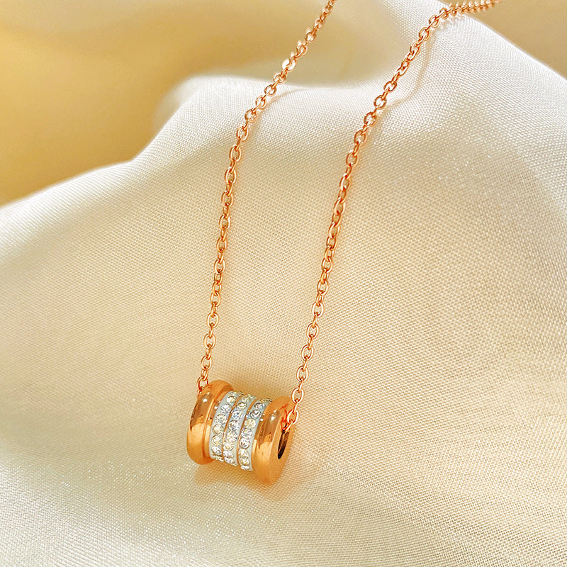 Minimalist Luxury Gold Plated Titanium Steel Geometric Rhinestone Necklace for Unisex