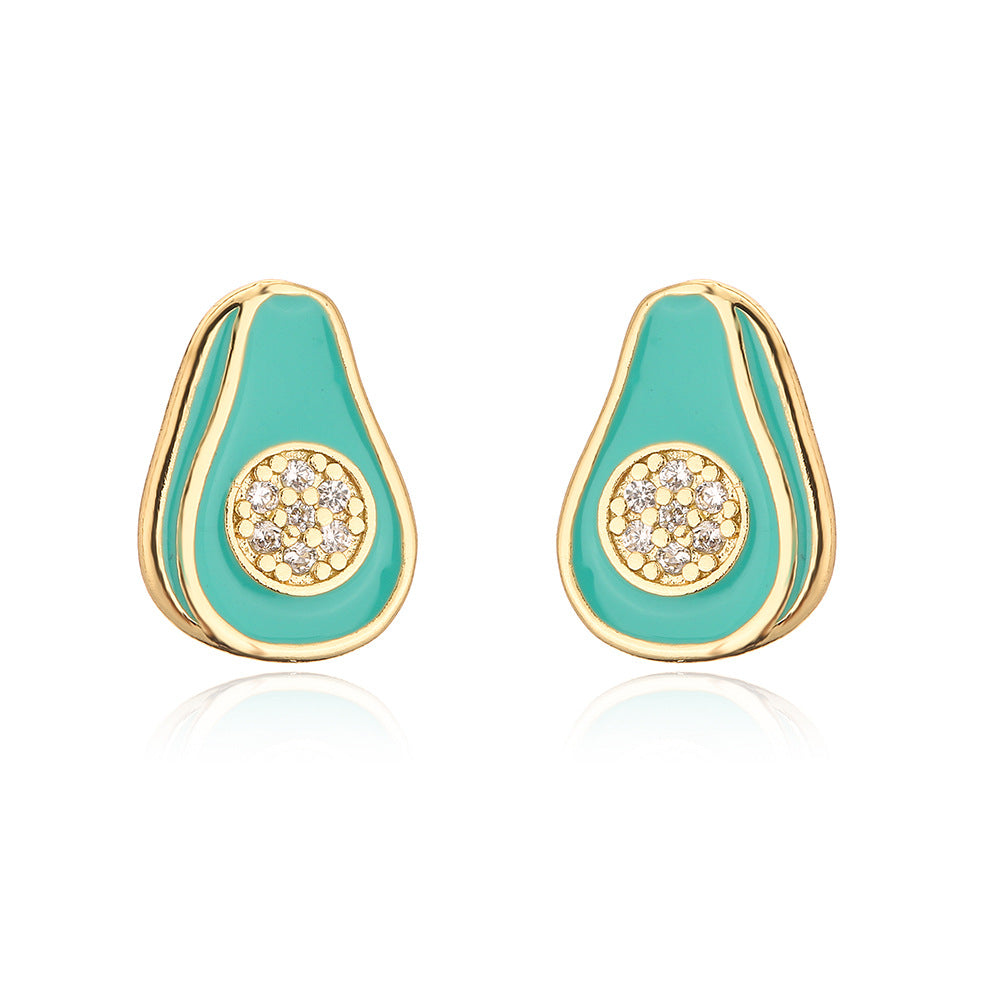 Orecchini a perno geometrici minimalisti e carini da donna in rame placcato oro 18 carati e intarsio di zirconi