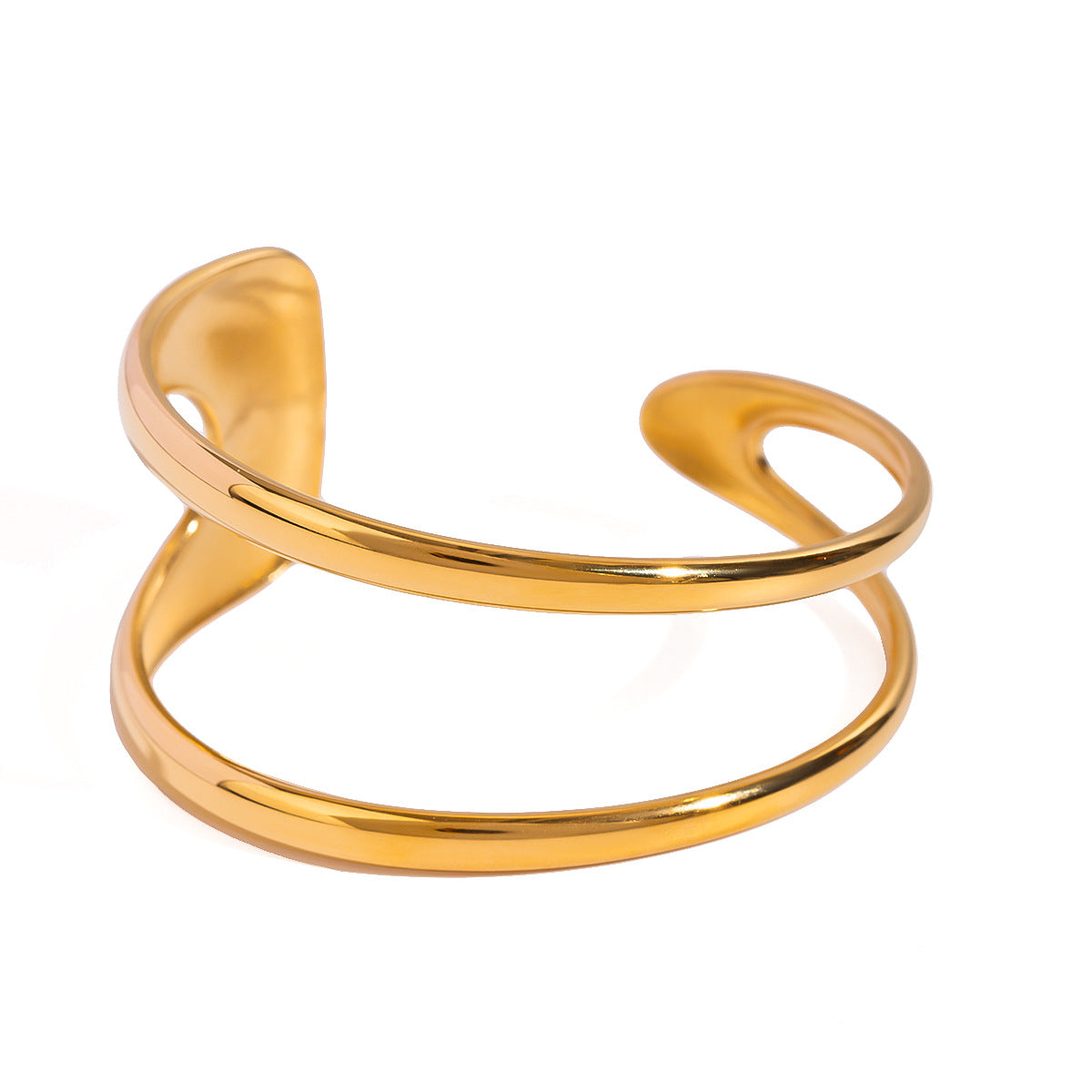 Geometric Plated Stainless Steel Cuff Bracelet for Women