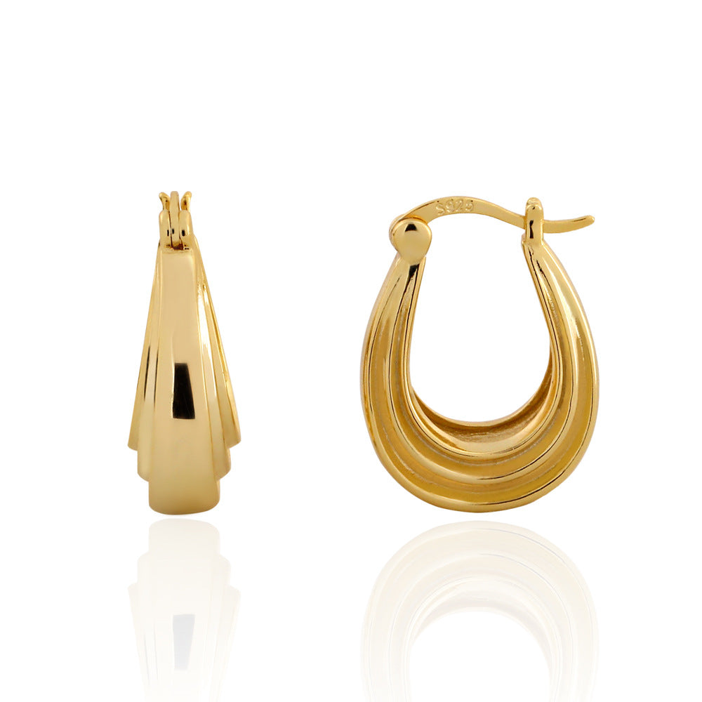 Elegant 925 Sterling Silver Geometric Hoop Earrings for Women