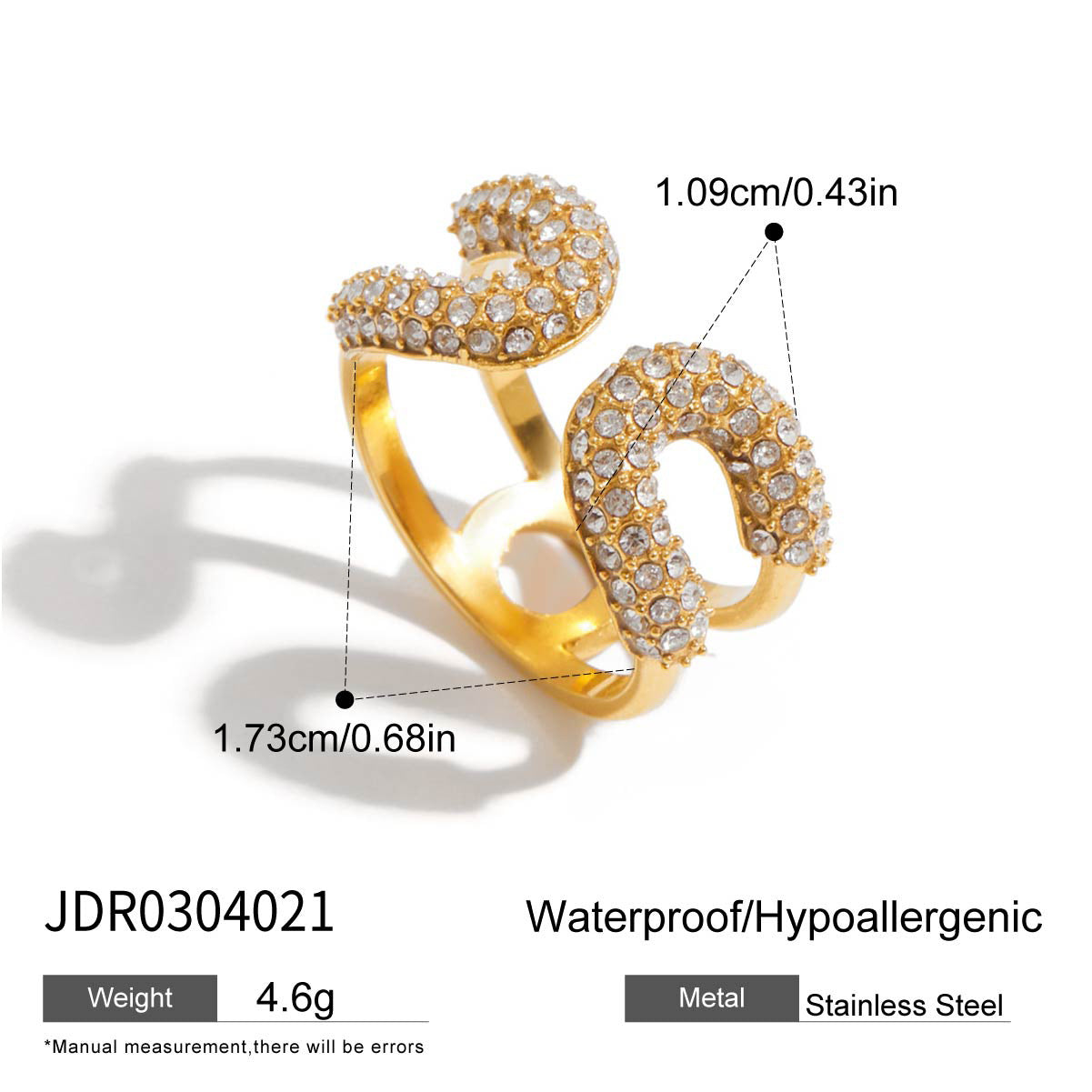 Anello da Donna Geometrico Placcato in Acciaio Inossidabile con Zirconi, Gioielli Minimalisti e di Tendenza