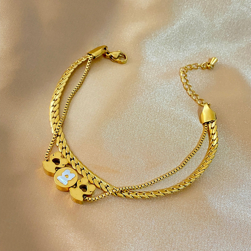 Minimalist Elegant 18K Gold Plated Titanium Steel Bracelet Unisex Jewelry
