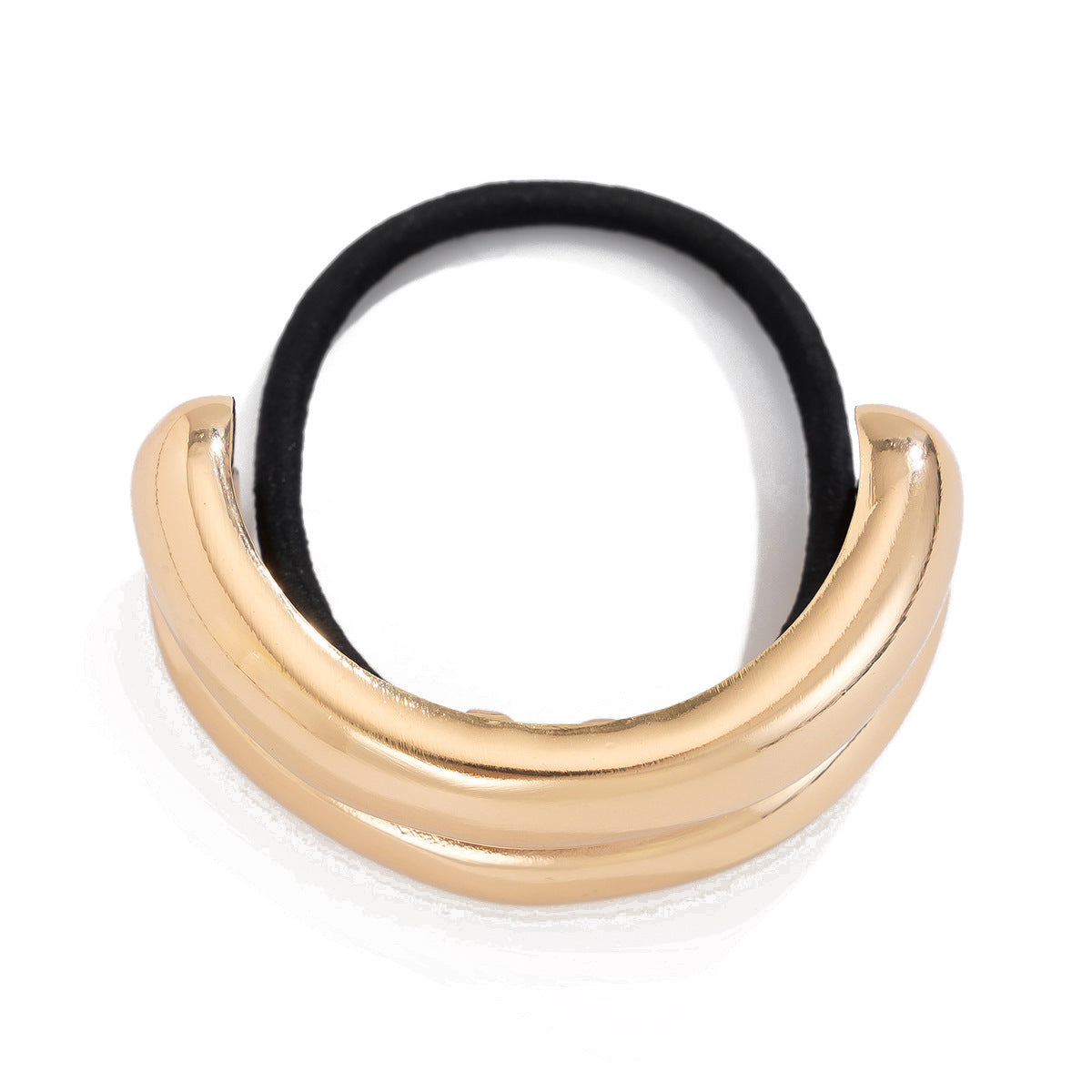 Vintage Irregular Geometric Alloy Plated Double Layer Curved Elastic Hairpin
