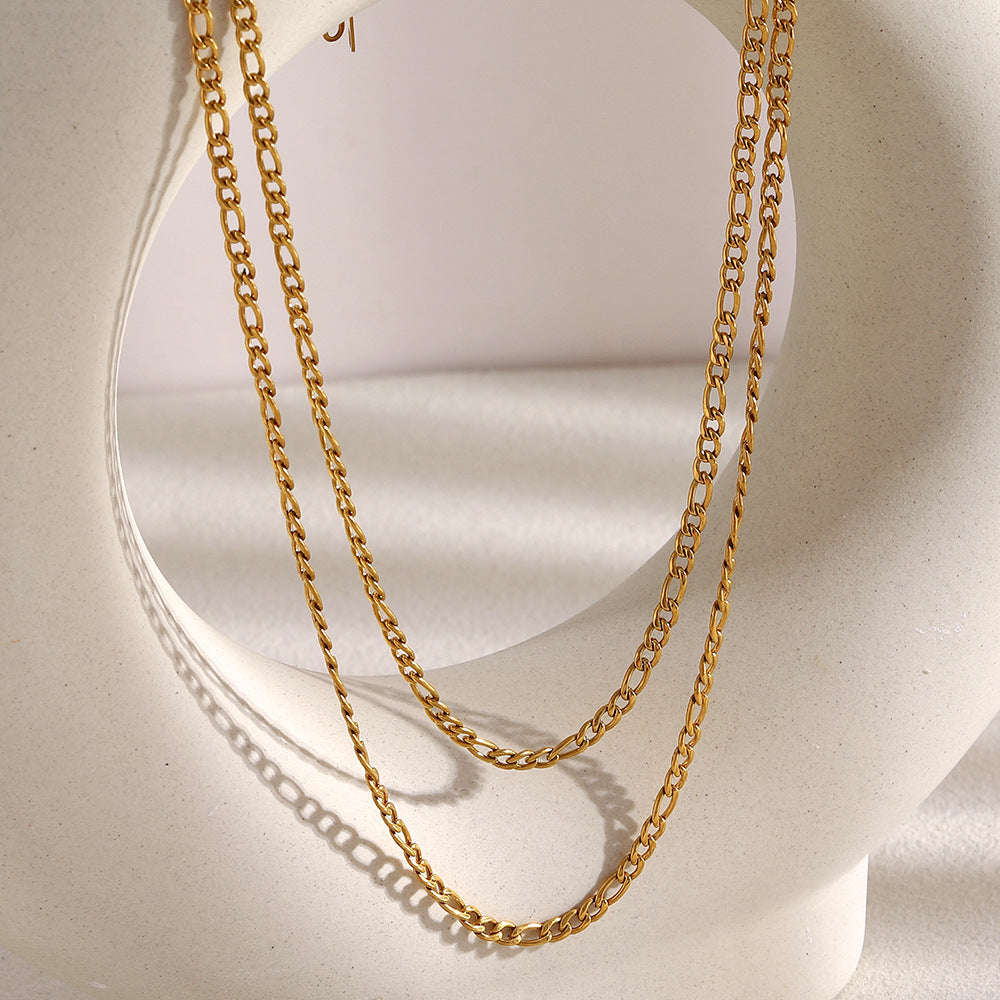 Collar Figaro de oro de 18 quilates chapado en acero inoxidable geométrico minimalista para mujer