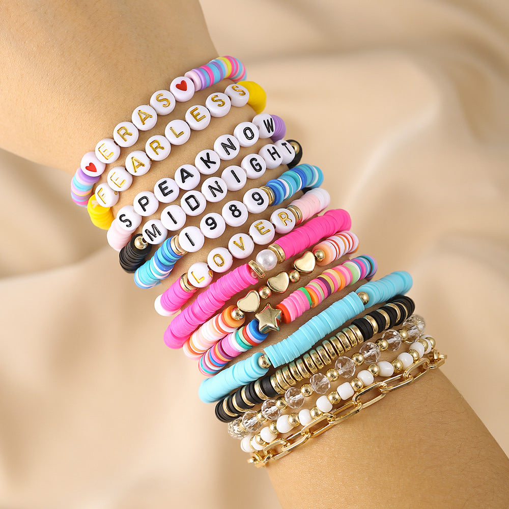 Bohemian Colorful Resin Geometric Round Layered Bracelet