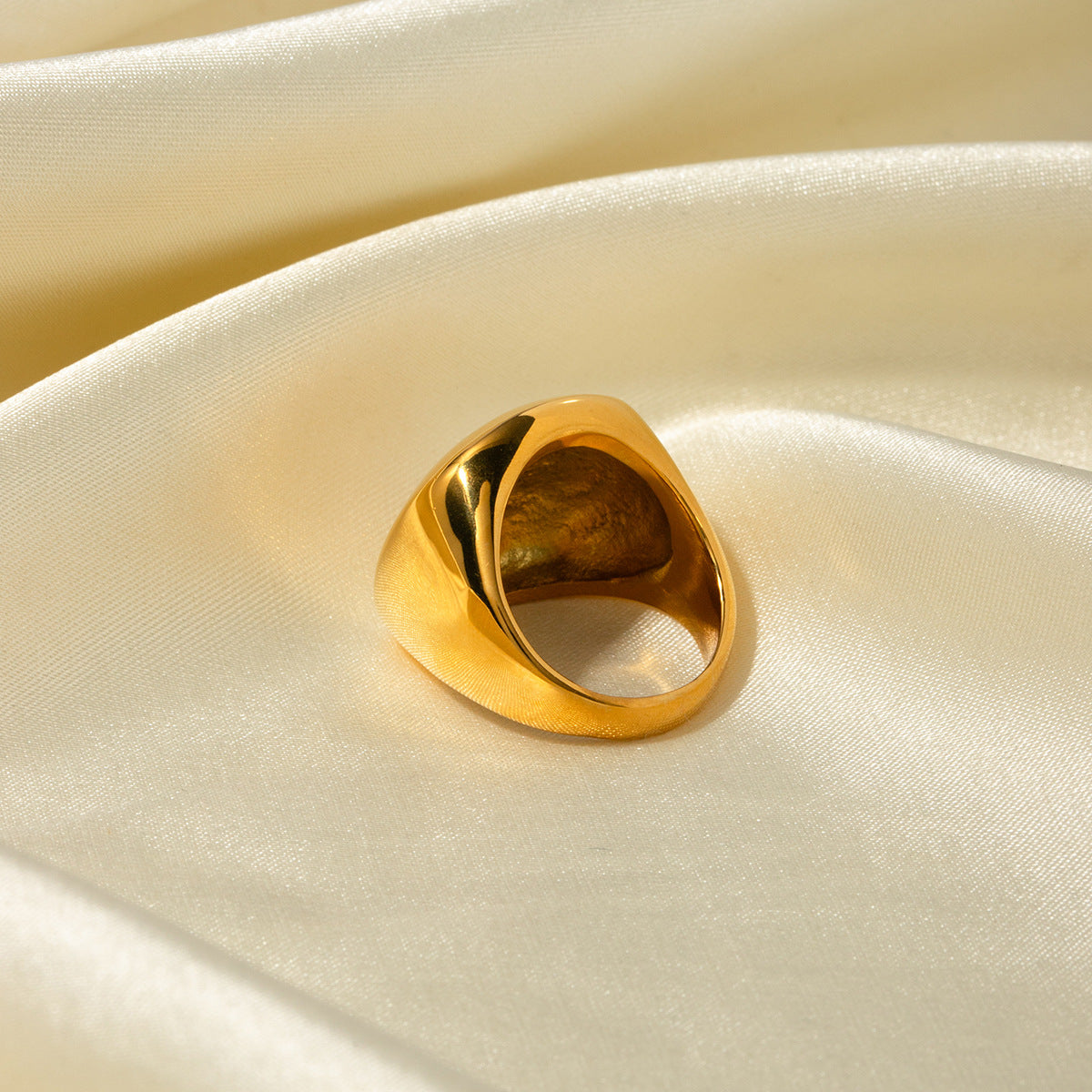 Anello quadrato geometrico da donna in acciaio inossidabile placcato oro 18 carati stile Ins minimalista