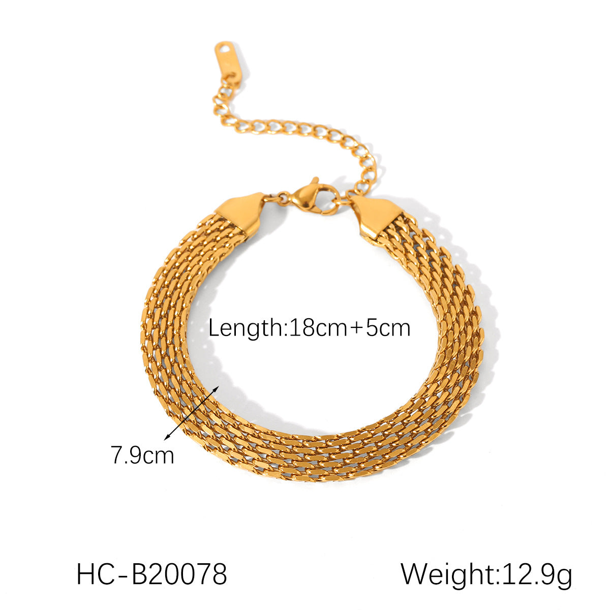 Bracciale in acciaio inossidabile geometrico stile INS con catena a corda ritorta, catena a lama, catena Figaro e catena Snake placcate in oro 18 carati