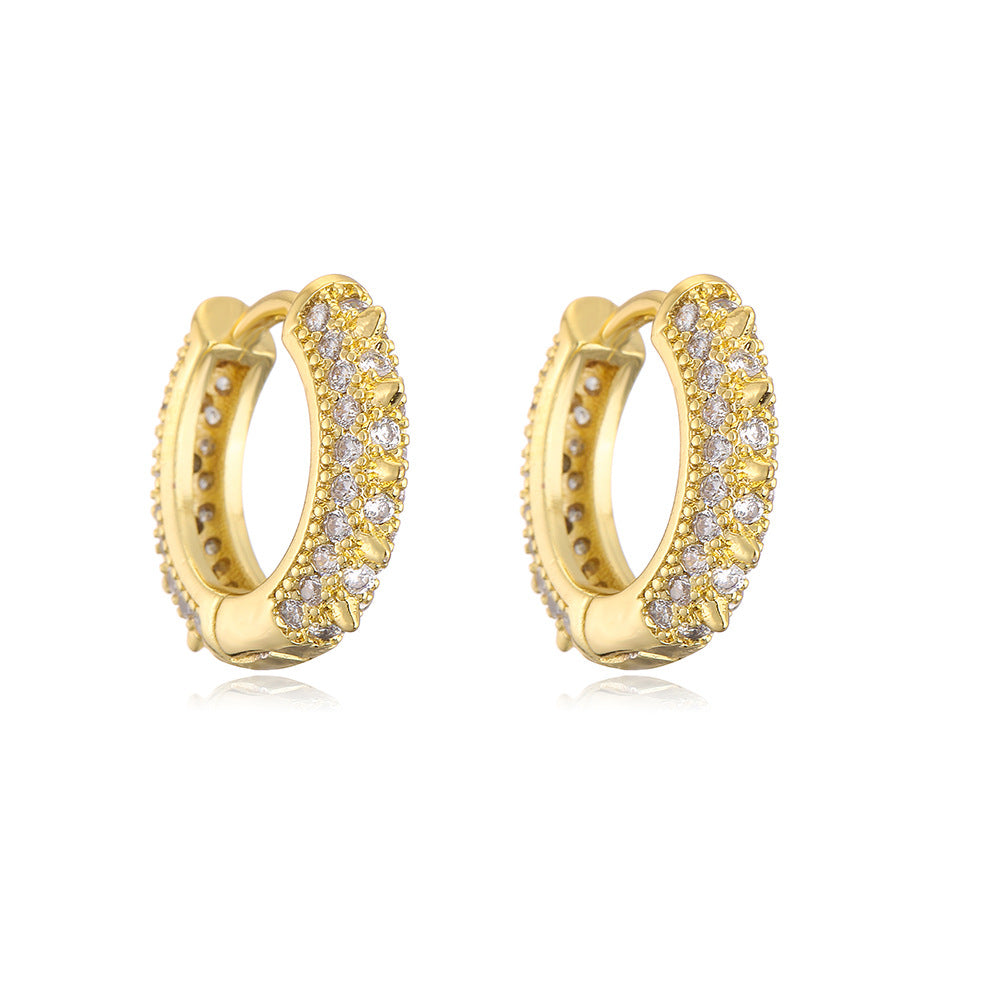 Minimalist Geometric Hoop Earrings for Women in Copper with 18K Gold Plating and Micro-Paved Zirconia