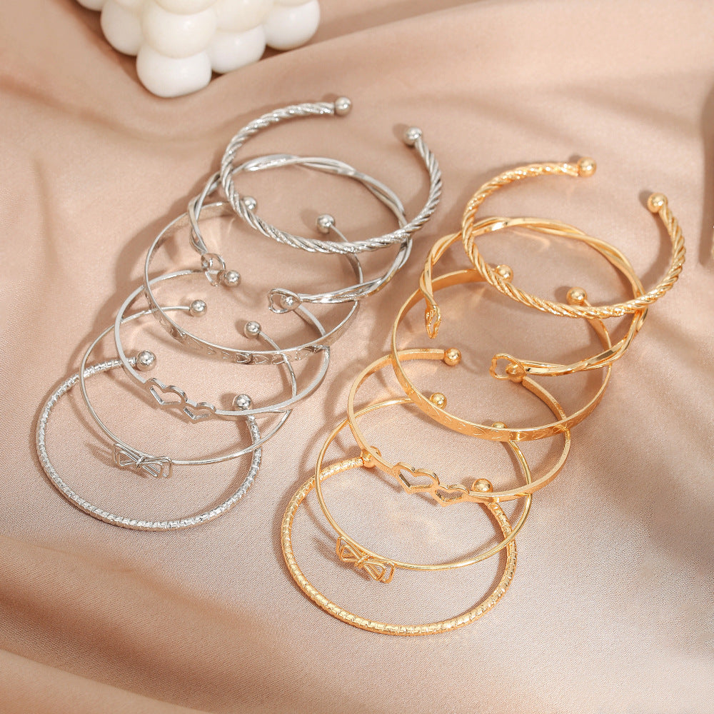 Butterfly Heart Iron Plated Bracelet Set for Women and Men