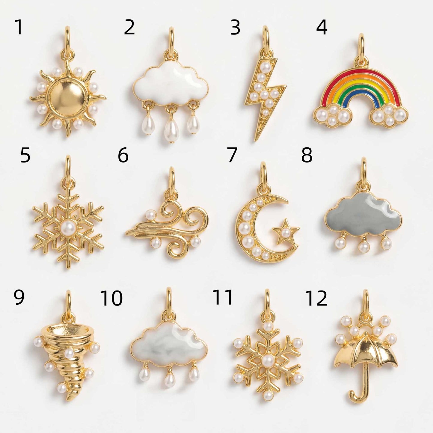 Vintage 18K Gold PVD Plated Stainless Steel Cloud Pendant Charm Bar